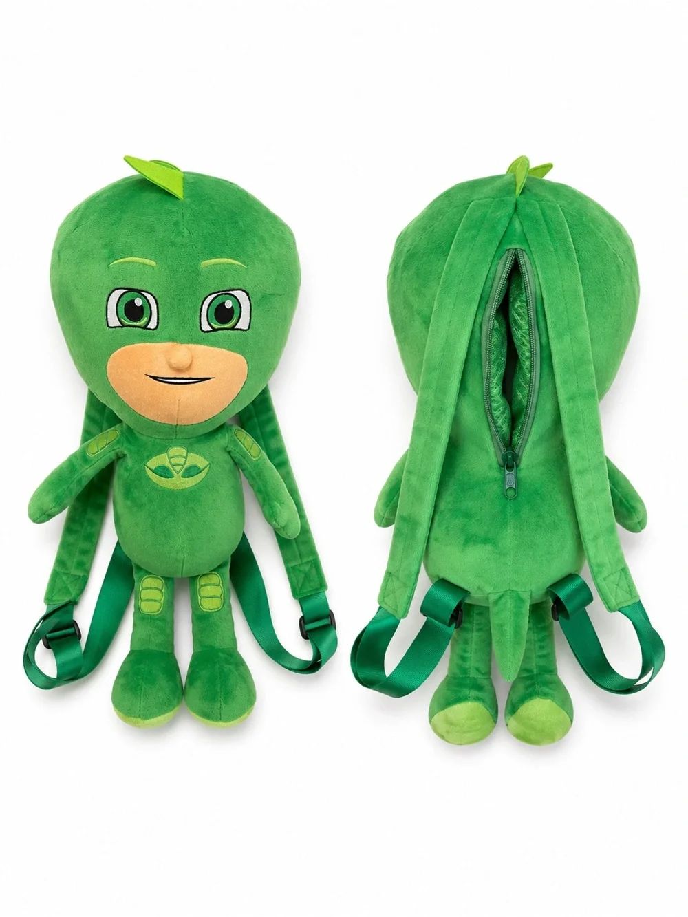 Green Plush Character Kids Backpack - Soft Plush Gekko Backpack